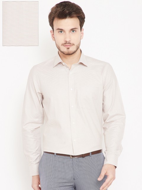 

Blackberrys Men White & Beige Slim Fit Self-Checked Formal Shirt