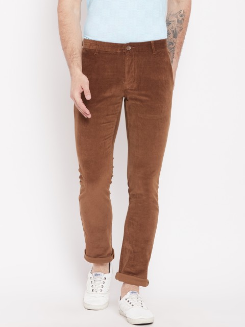

Blackberrys Men Brown Sharp Fit Solid Regular Corduroy Trousers