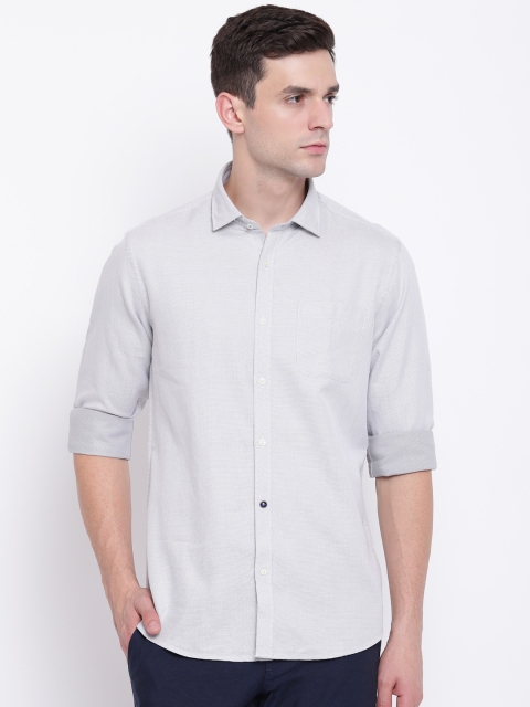 

Blackberrys Men Grey Slim Fit Self Design Casual Shirt