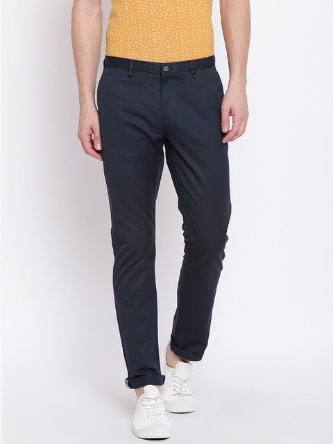 

Blackberrys Men Navy Blue Regular Fit Solid Trousers