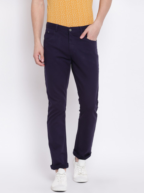 

Blackberrys Men Navy Blue Regular Fit Solid Trousers