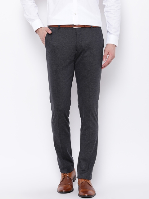

Blackberrys Men Charcoal Grey Regular Fit Solid Formal Trousers