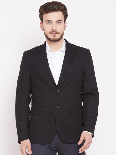 

Blackberrys Men Black Solid Slim Fit Single-Breasted Smart Casual Blazer