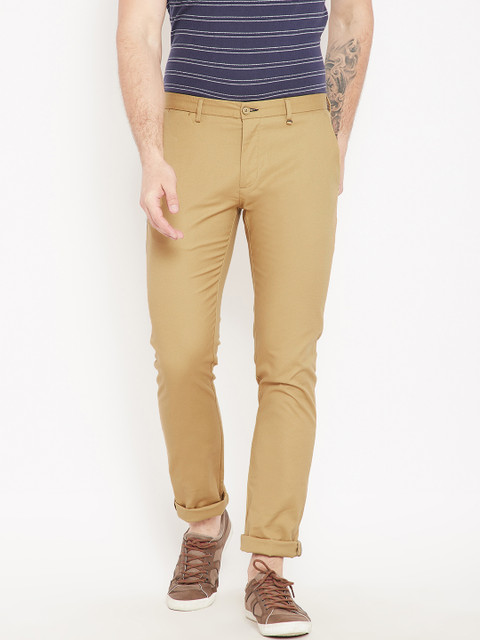 

Blackberrys Men Khaki Tapered Fit Solid Trousers