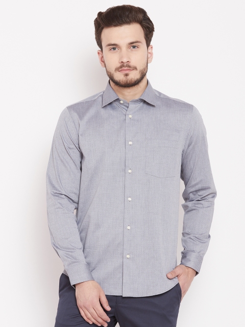 

Blackberrys Men Grey & Black Slim Fit Printed Formal Shirt
