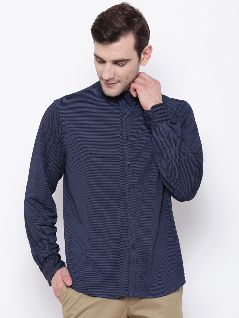

Blackberrys Men Navy Blue Slim Fit Self Design Casual Shirt