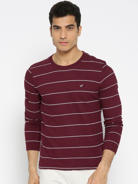 

Blackberrys Men Maroon Striped Round Neck T-shirt