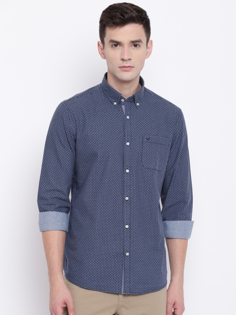 

Blackberrys Men Navy Blue & White Slim Fit Printed Casual Shirt