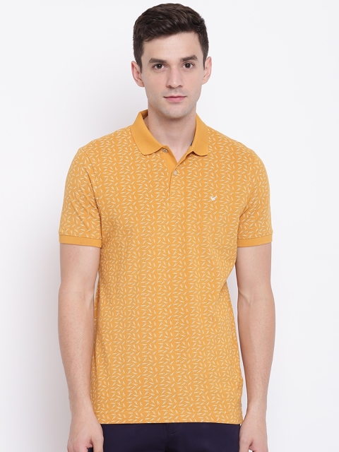

Blackberrys Men Mustard Yellow Printed Polo Collar T-shirt