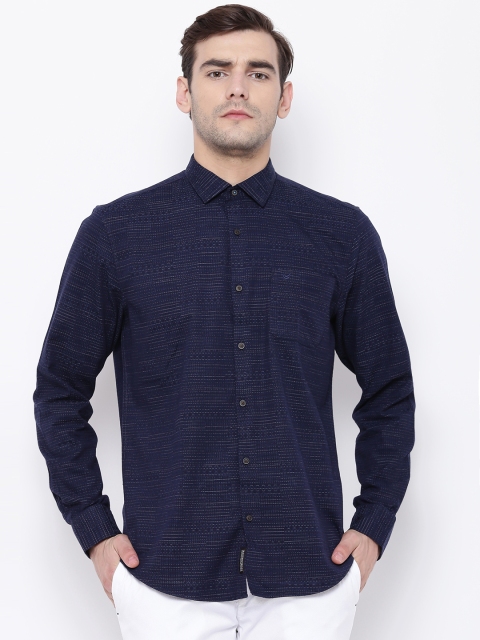 

Blackberrys Men Navy Slim Fit Self-Design Casual Shirt, Navy blue