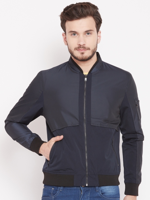 

Blackberrys Men Navy Solid Bomber Jacket, Navy blue