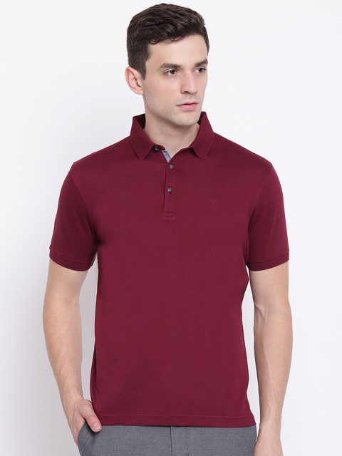 

Blackberrys Men Maroon Solid Polo Collar T-shirt