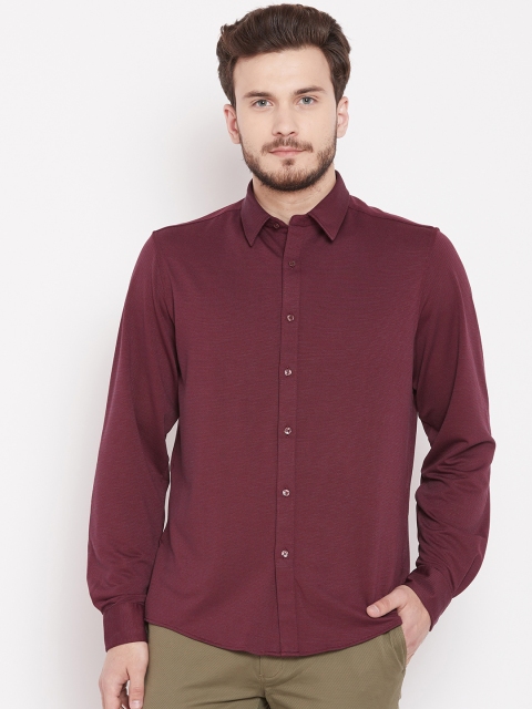 

Blackberrys Men Burgundy Slim Fit Solid Casual Shirt