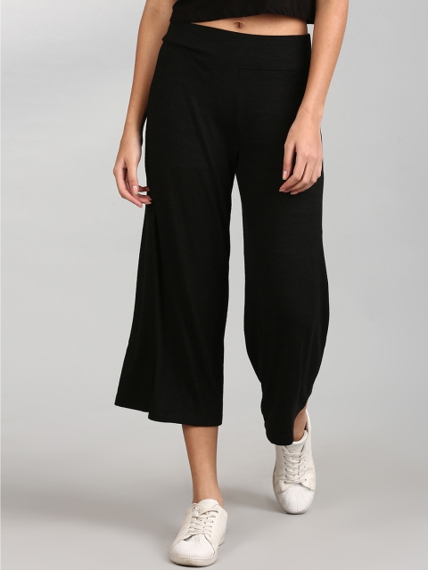 

GAP Women Black Softspun Crop Wide-Leg Pants
