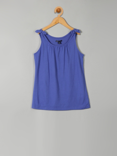 

GAP Girls Blue Solid Pure Cotton Top