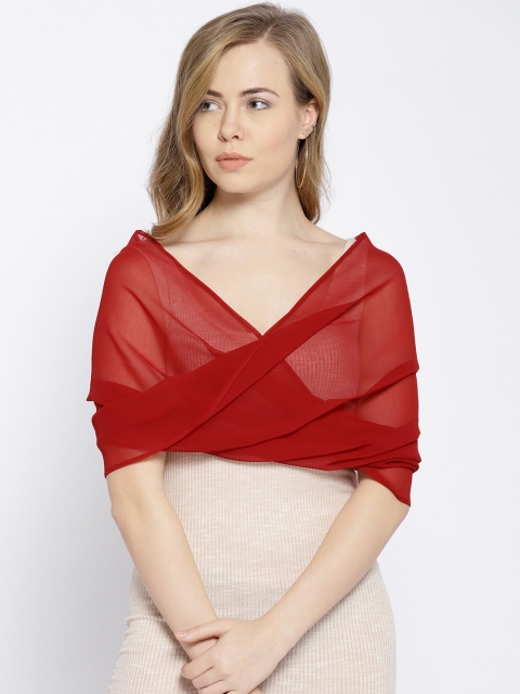 

MABISH by Sonal Jain Maroon Solid Sheer Snood Shrug