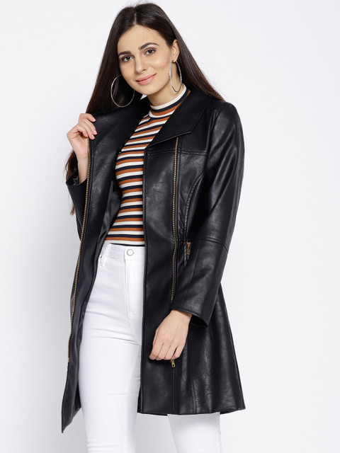 

MABISH by Sonal Jain Women Black Solid Asymmetric Closure Longline Tailored Jacket