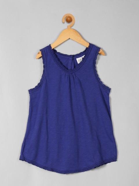 

GAP Girls Blue Solid Pure Cotton Top