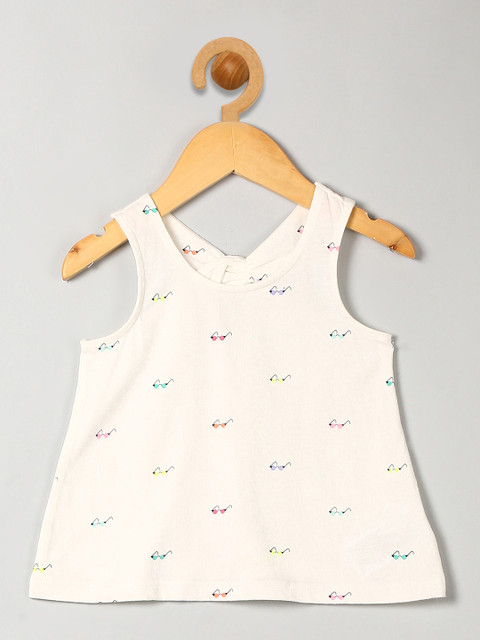 

GAP Girls Off-White Printed Pure Cotton Top