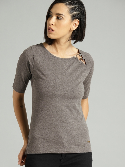 

Roadster Fast and Furious Women Grey Melange Solid Top