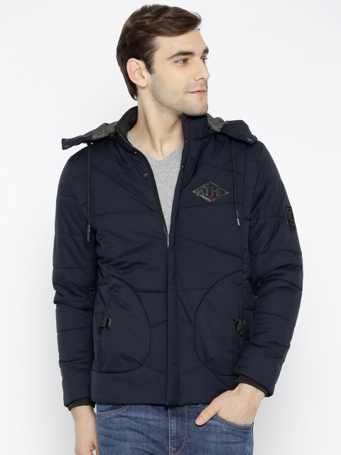 

Fort Collins Men Navy Blue Solid Padded Jacket