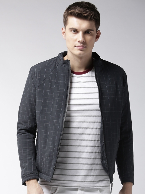 

Fort Collins Men Navy Blue Checked Tailored Jacket