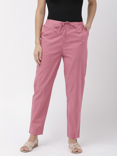 

Go Colors Women Pink Regular Fit Solid Cotton Trousers