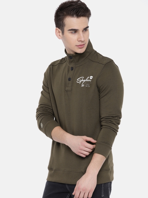 

SPYKAR Men Olive Green Solid Sweatshirt