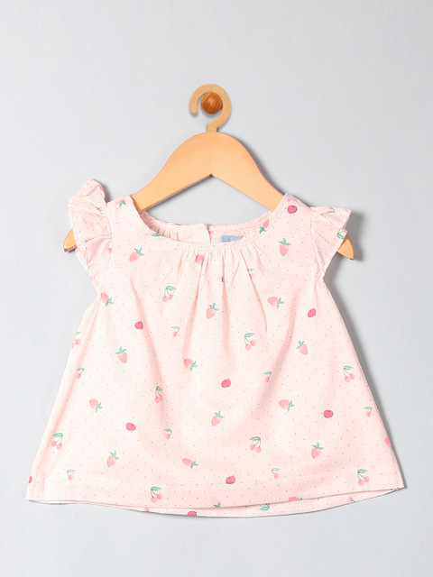 

GAP Baby Pink Printed Flutter Top
