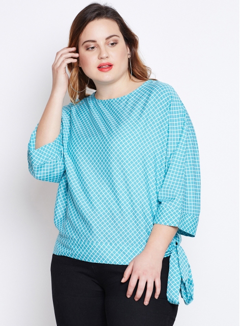 

Style Quotient Women Blue Checked Top