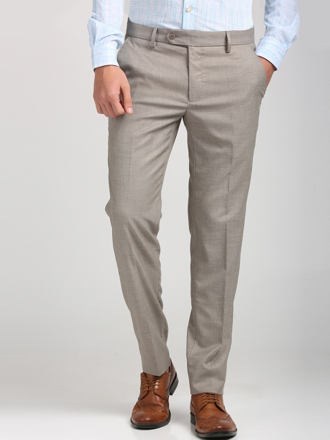 

Peter England Men Grey Slim Fit Solid Formal Trousers