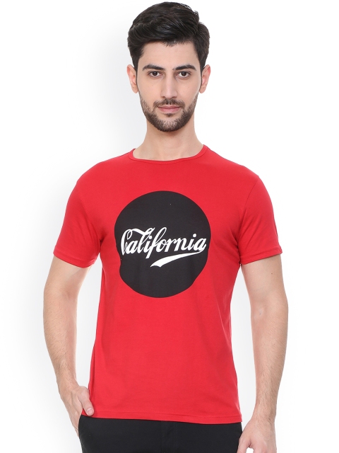 

People Men Red Printed Round Neck T-shirt