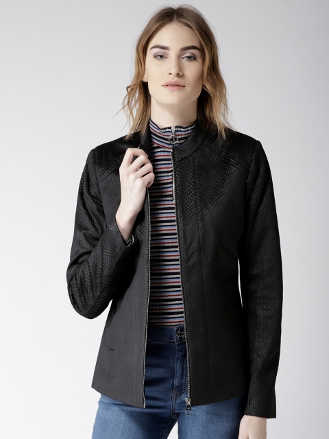 

Fort Collins Women Black Self Design Tailored Jacket