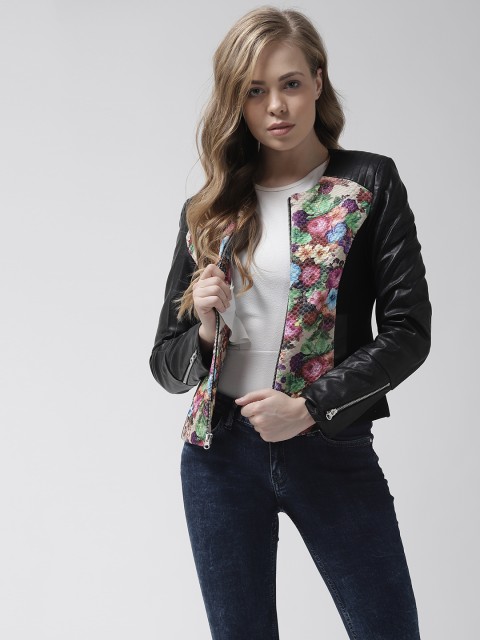 

Fort Collins Women Black Printed Biker Jacket