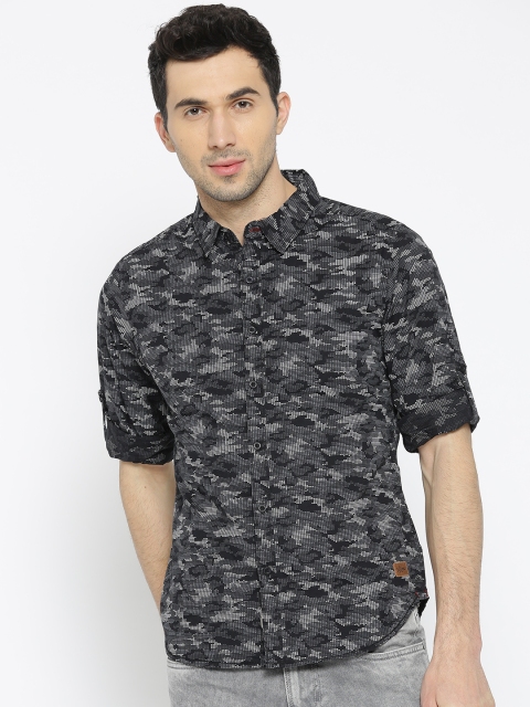

Roadster Fast and Furious Men Black & Grey Regular Fit Printed Casual Shirt