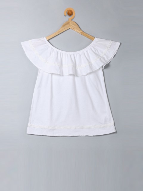 

GAP Girls White Self Design Pure Cotton Top