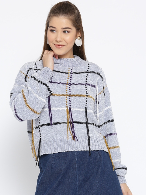 

OVS Women Grey Self-Checked Pullover