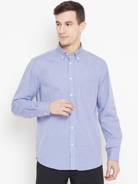 

OVS Men Blue & White Regular Fit Checked Casual Shirt