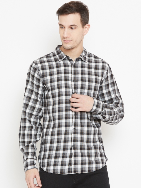 

OVS Men Black & White Slim Fit Checked Casual Shirt