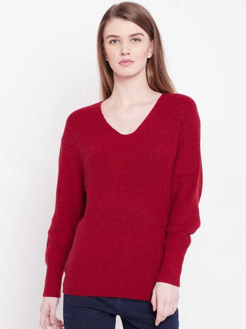 

OVS Women Red Ribbed Pullover