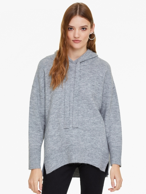 

OVS Women Grey Melange Hooded Pullover