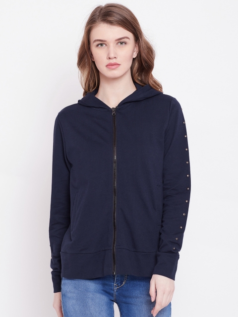 

OVS Women Navy Blue Solid Hooded Sweatshirt