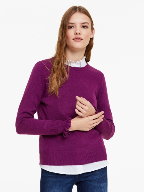 

OVS Women Purple Solid Pullover