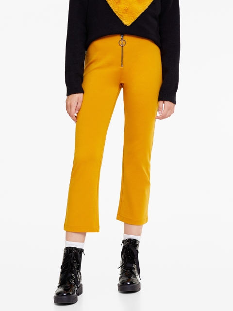 

OVS Women Mustard Solid Regular Fit Solid Regular Trousers