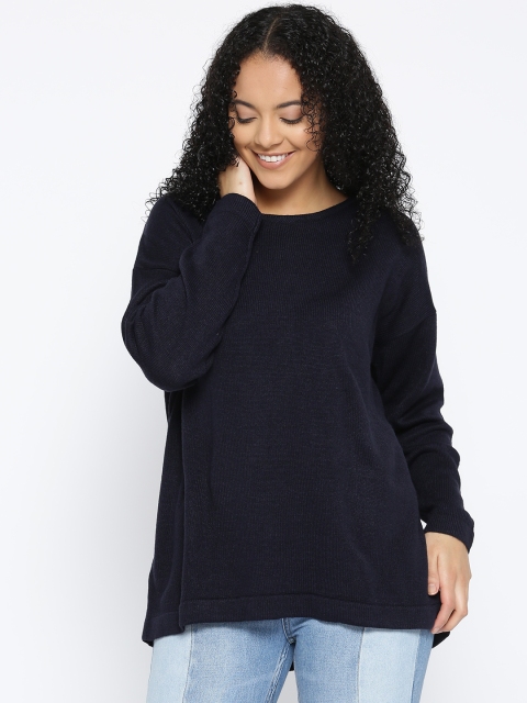

OVS Women Navy Blue Solid Pullover
