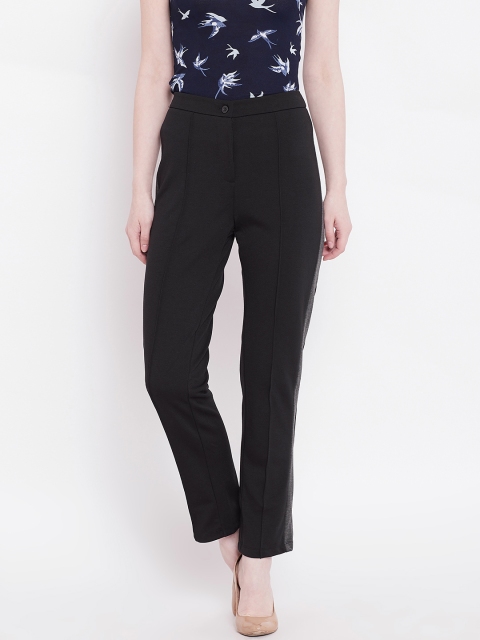 

OVS Women Black Straight Fit Solid Cigarette Trousers