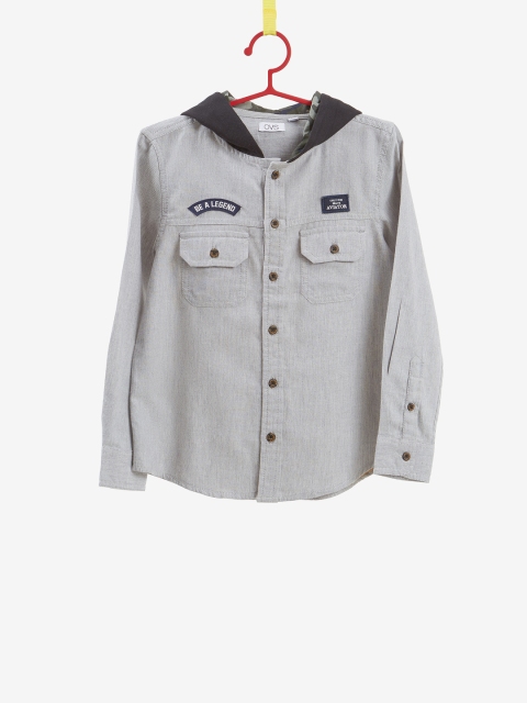 

OVS Boys Grey Regular Fit Hooded Casual Shirt