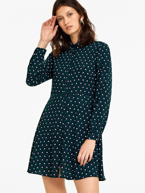 

OVS Women Green & Navy Printed Shirt Dress
