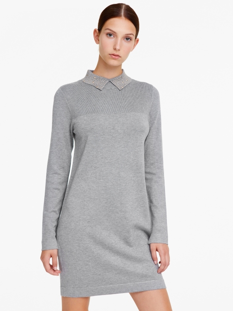 

OVS Women Grey Melange Solid Shift Dress