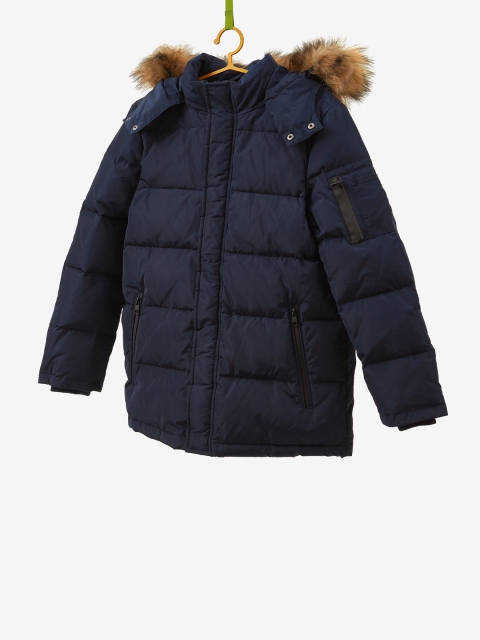 

OVS Boys Navy Blue Solid Hooded Parka Jacket